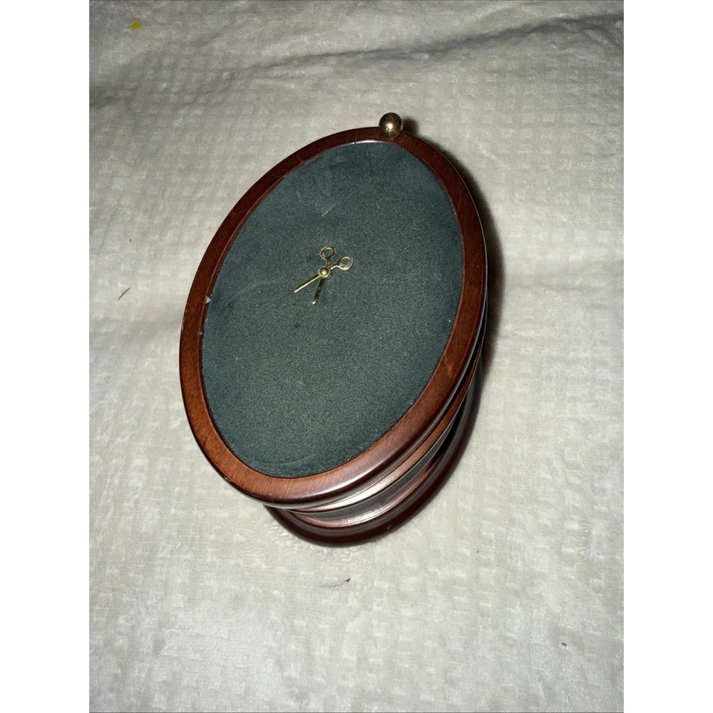 3-Tier Oval Wood Swivel Sewing Box w/ Pin Cushion Top by The Bombay Company 1996